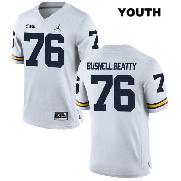 Youth NCAA Michigan Wolverines Juwann Bushell-Beatty #76 White Jordan Brand Authentic Stitched Football College Jersey OY25W53IK